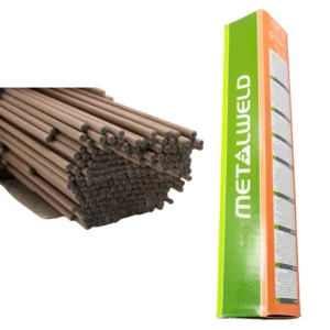 Uniwersalna elektroda rutylowa RUTWELD 12 o średnicy 2,5 mm i długości 350 mm, opakowanie 5 kg, do spawania stali we wszystkich pozycjach.