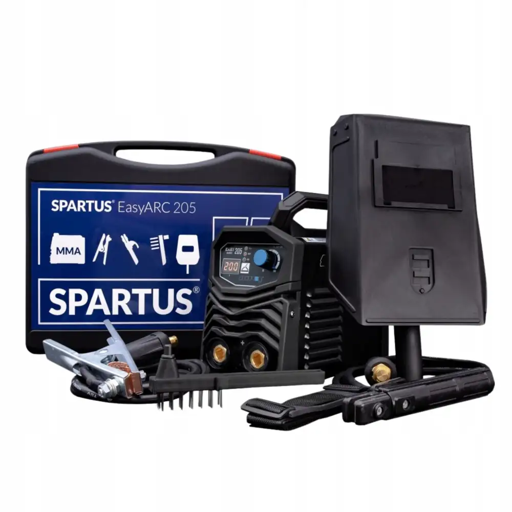 Spawarka inwertorowa MMA/TIG 200A Spartus EasyARC 205 w zestawie z walizką i osprzętem spawalniczym 230V