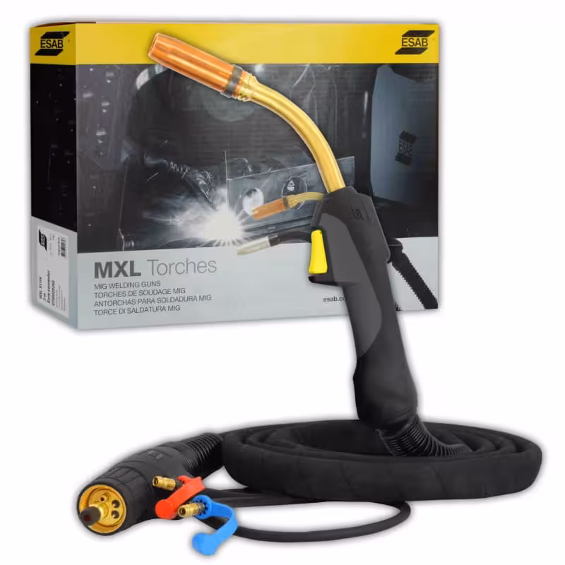 Oryginalny uchwyt spawalniczy MIG/MAG ESAB MXL 511W o długości 4m, chłodzony cieczą, standard MB-501, kod producenta 0700025261, złącze EURO.