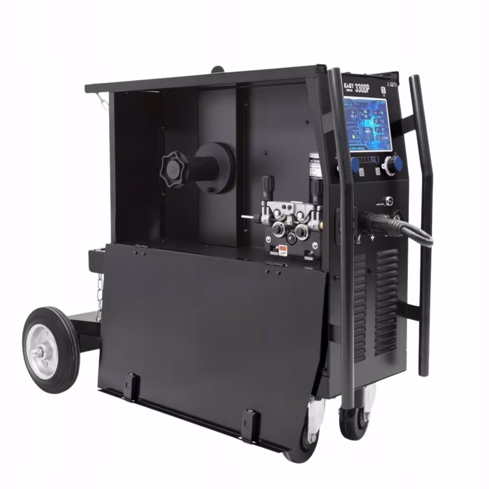 Wbudowany profesjonalny podajnik 4-rolkowy drutu w półautomacie SPARTUS EasyMIG 330 DUAL PULSE