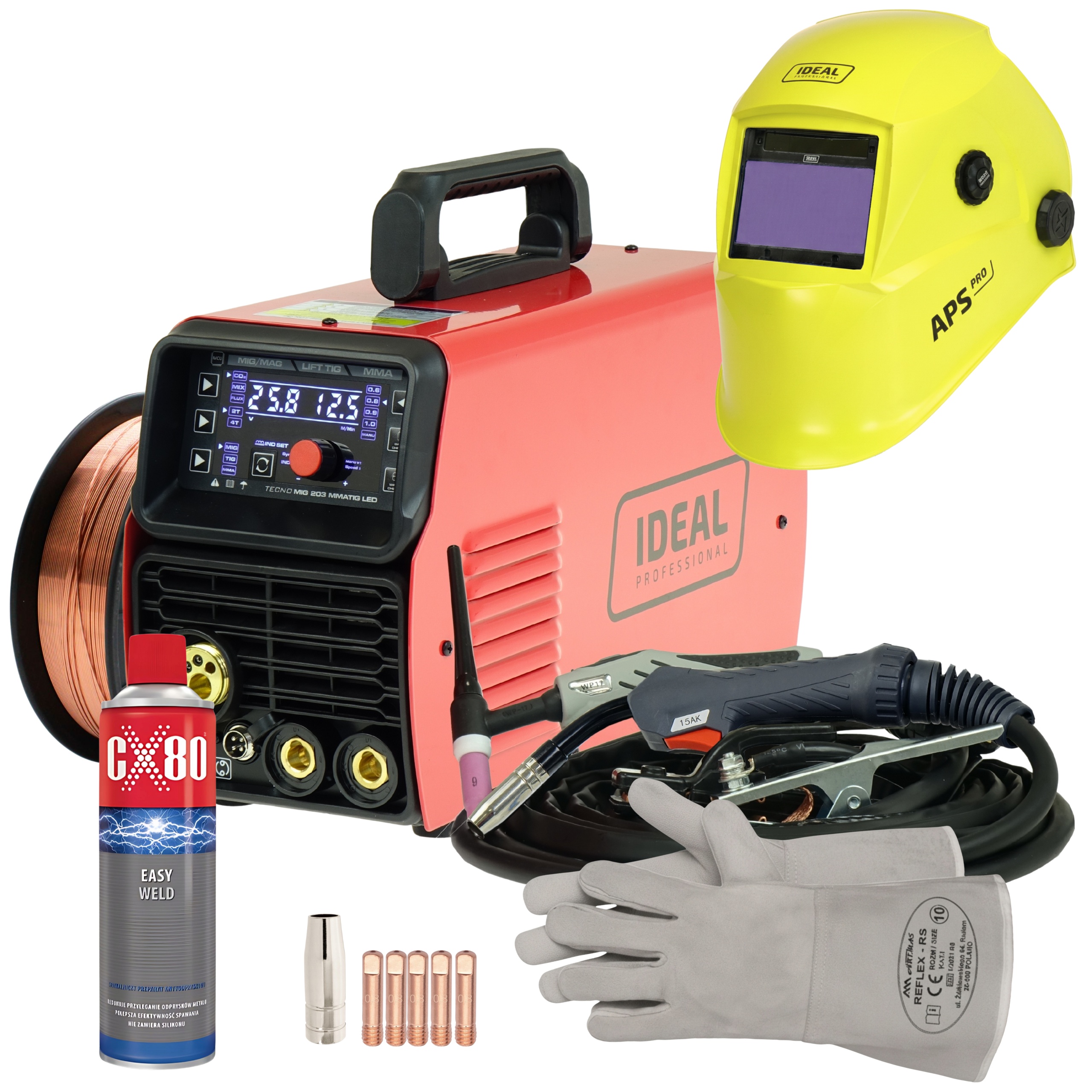 Spawarka MIGOMAT 3w1 Ideal Tecnomig 203 Synergia LCD MIG 200 MMA TIG DC