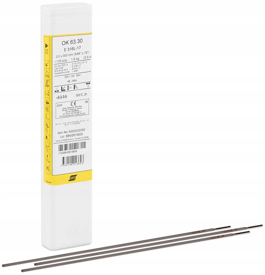 Elektroda rutylowo-kwaśna nierdzewna OK 63.30 (E316L-17) śr. 3.2x350mm 4.1kg ESAB 6330323020 - obrazek 2