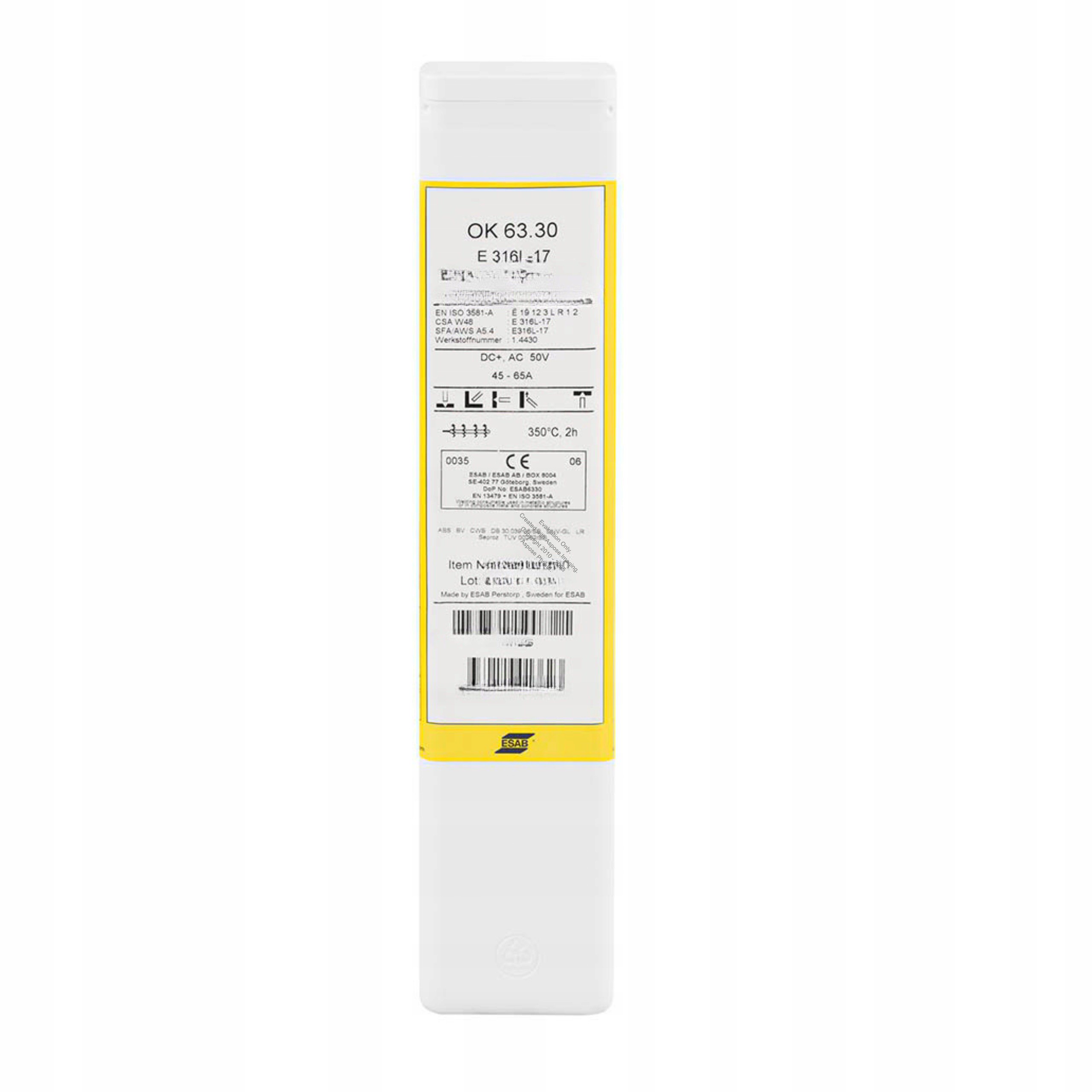 Elektroda rutylowo-kwaśna nierdzewna OK 63.30 (E316L-17) śr. 3.2x350mm 4.1kg ESAB 6330323020 - obrazek 4