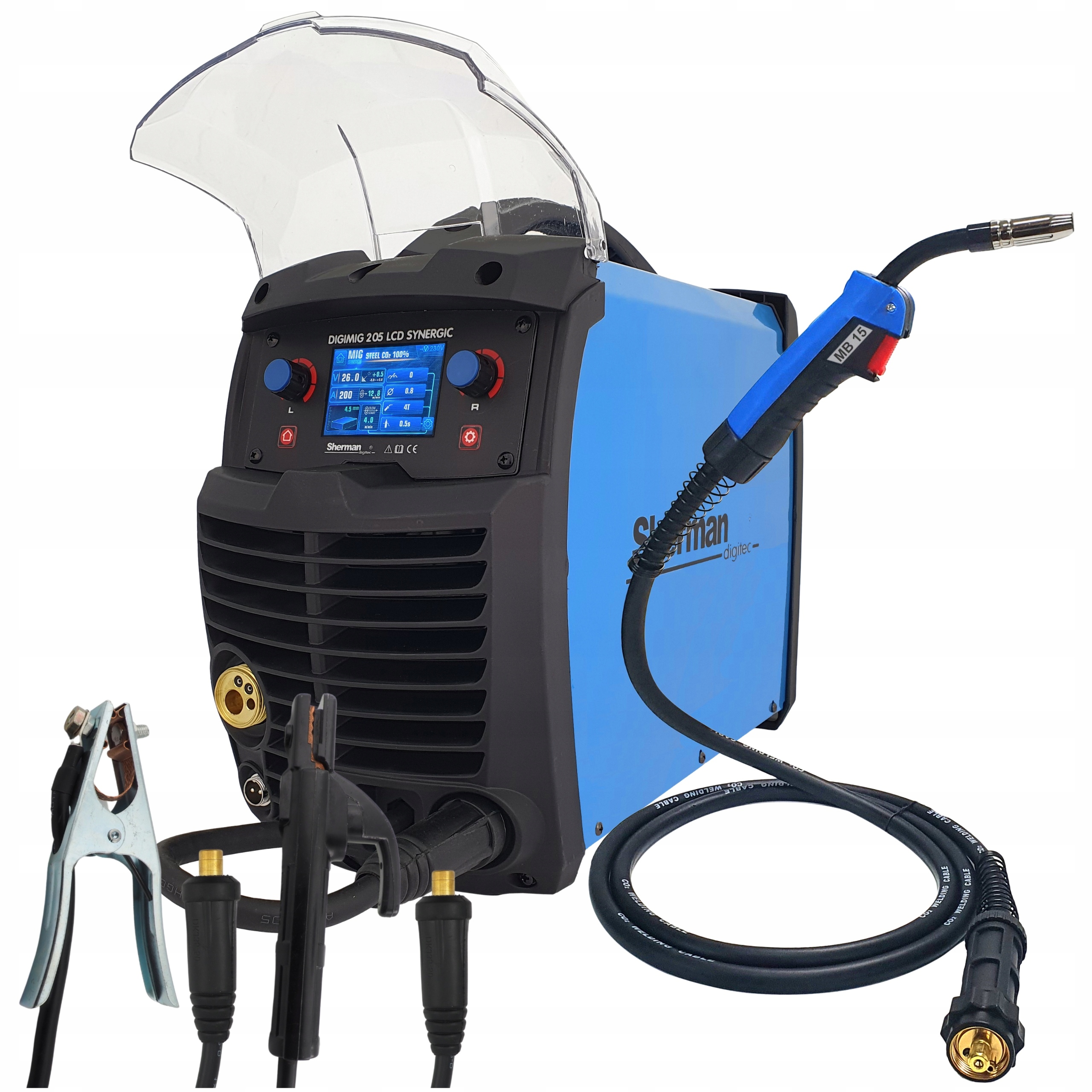 SPAWARKA migomat DIGIMIG 205 LCD SYNERGIC SHERMAN MIG MMA TIG 200A 230V - obrazek 2