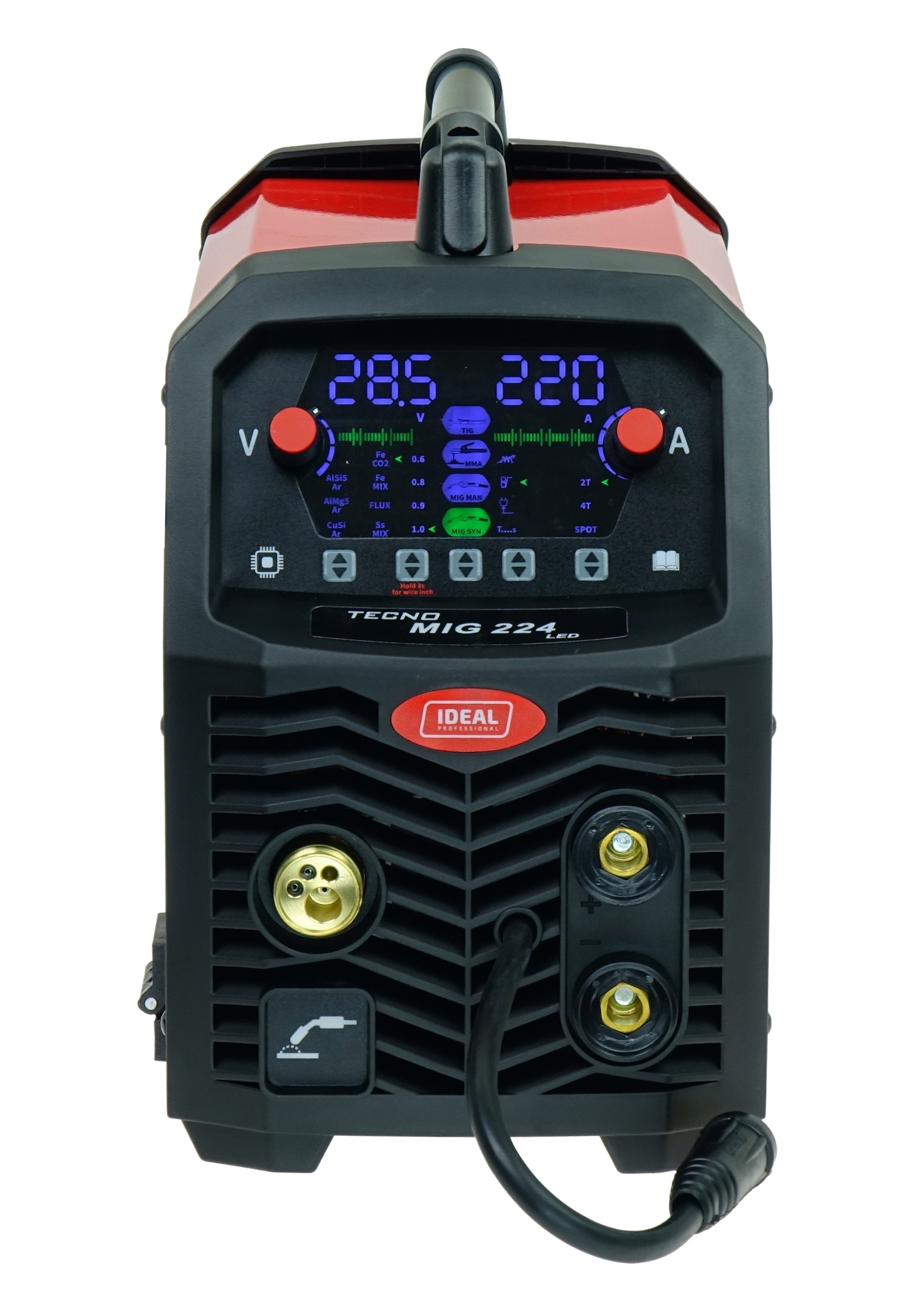 Spawarka MIGOMAT TECNO MIG 224 SYNERGIC LED 4x4 MMA FLUX TIG LIFT 230V 220A - obrazek 7