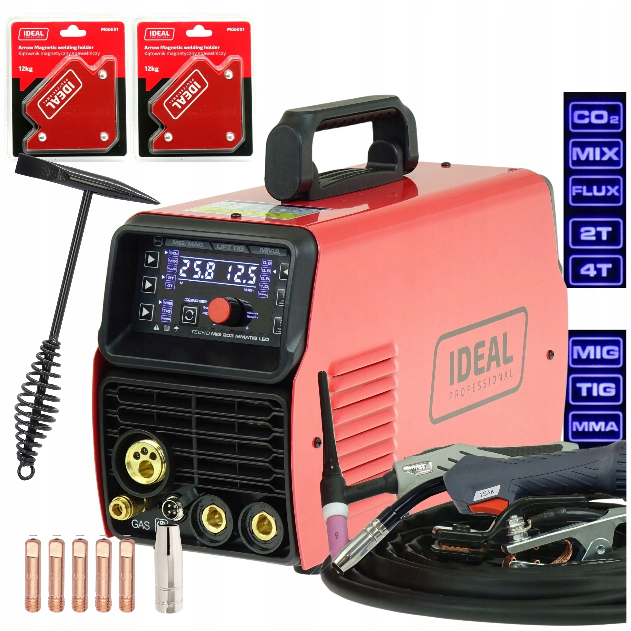 Spawarka MIGOMAT 3w1 Ideal Tecnomig 203 Synergia LCD MIG 200 MMA TIG DC