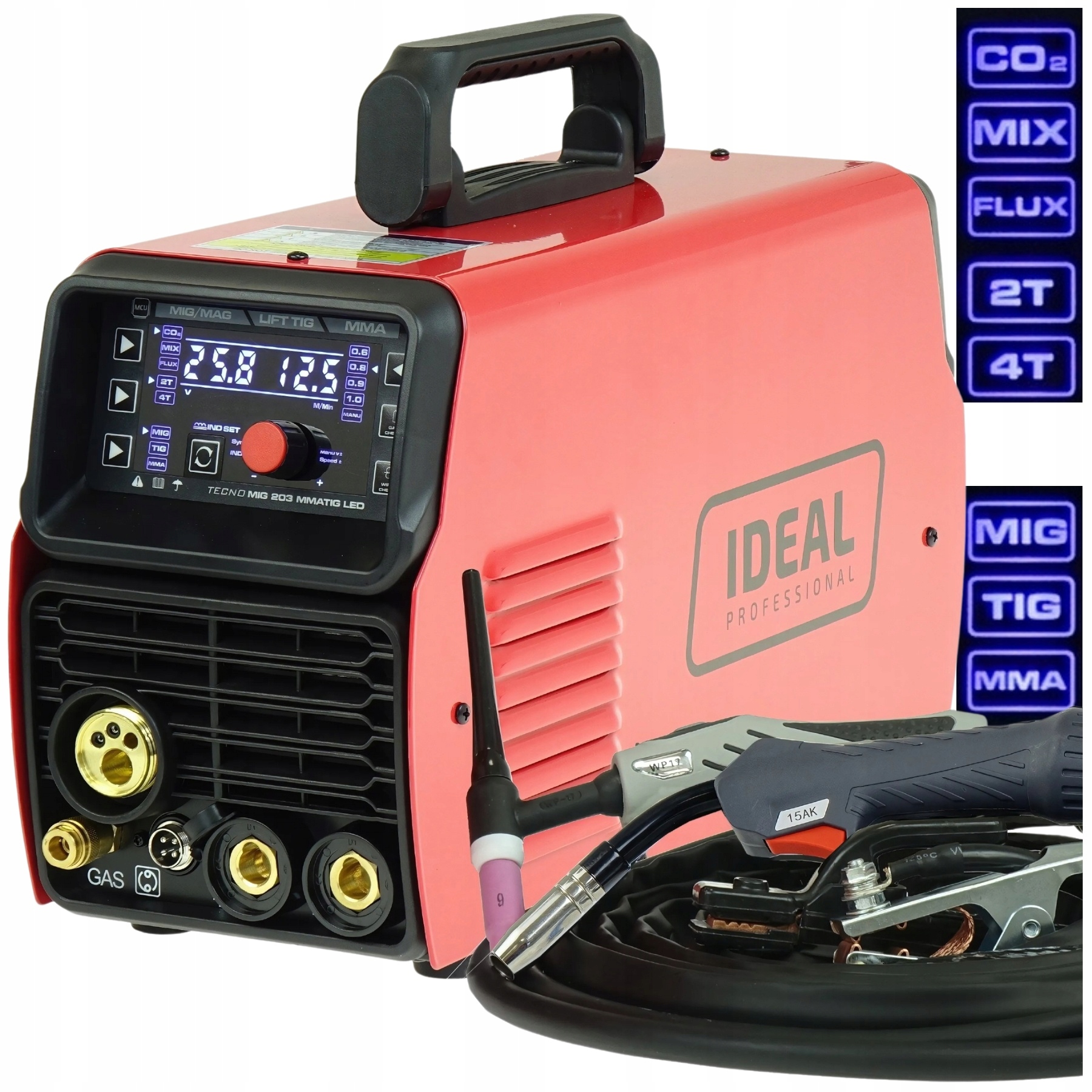 Spawarka MIGOMAT 3w1 Ideal Tecnomig 203 Synergia LCD MIG 200 Amper zestaw - obrazek 4