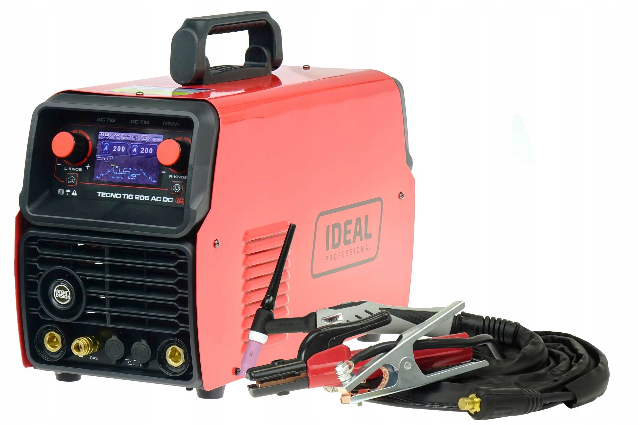 Spawarka INWERTOROWA TIG IDEAL TECNOTIG206 AC/DC PULSE LCD HF MMA 200A 230V
