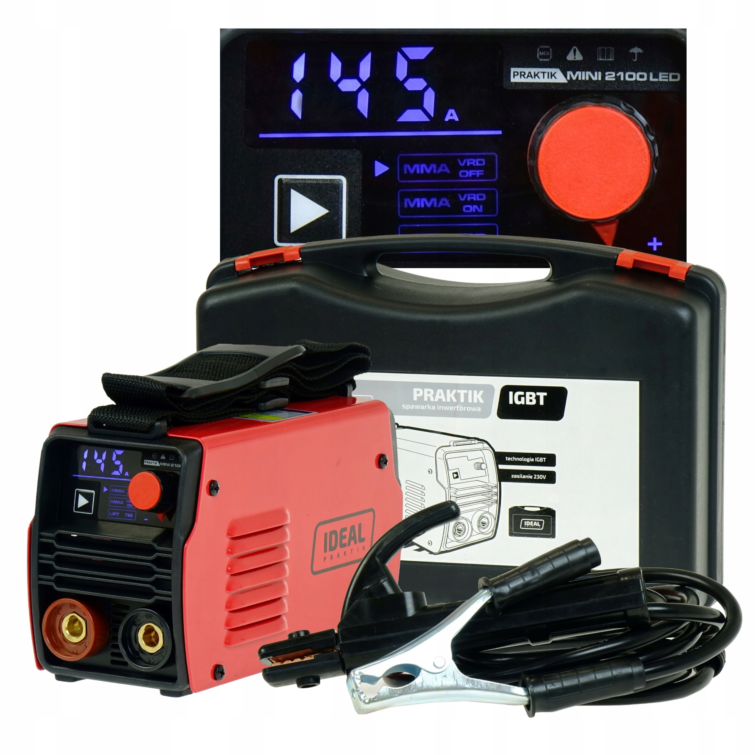 Spawarka inwertorowa MMA elektrodowa IDEAL PRAKTIK MINI 2100 LED + walizka - obrazek 2