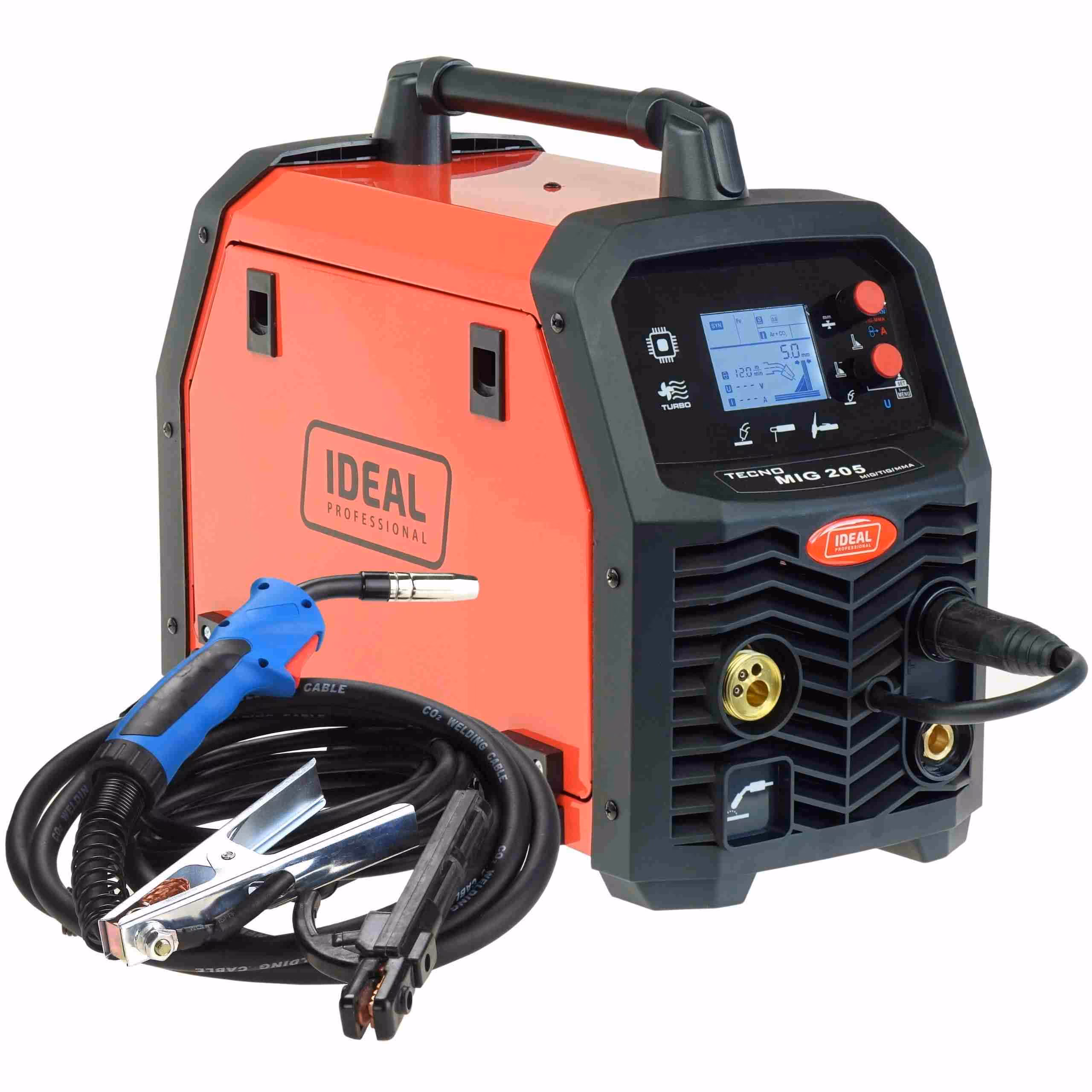 Profesjonalna spawarka inwertorowa Ideal Tecnomig 205 Synergia LCD do lutospawania i warsztatów blacharskich.