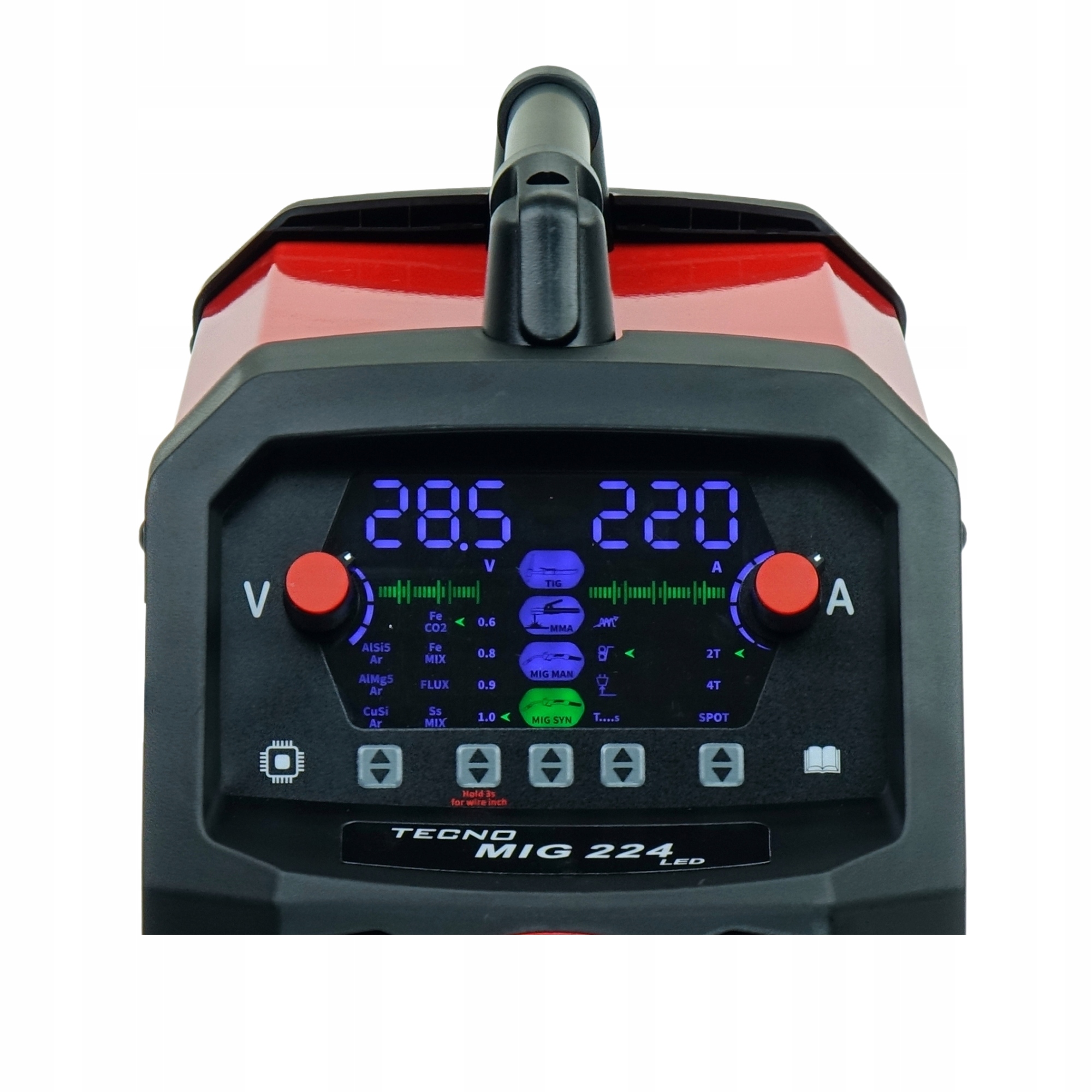 Spawarka MIGOMAT TECNO MIG 224 SYNERGIC LED 4x4 MMA FLUX TIG LIFT 230V 220A - obrazek 5
