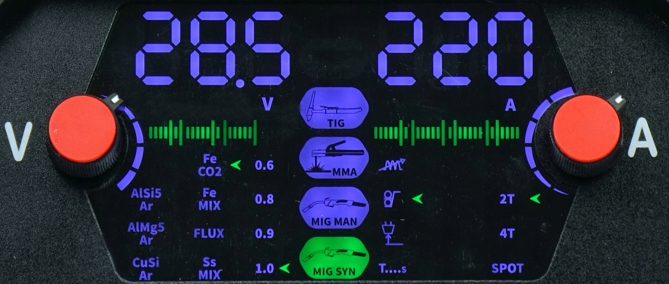 Spawarka MIGOMAT TECNO MIG 224 SYNERGIC LED 4x4 MMA FLUX TIG LIFT 230V 220A - obrazek 12