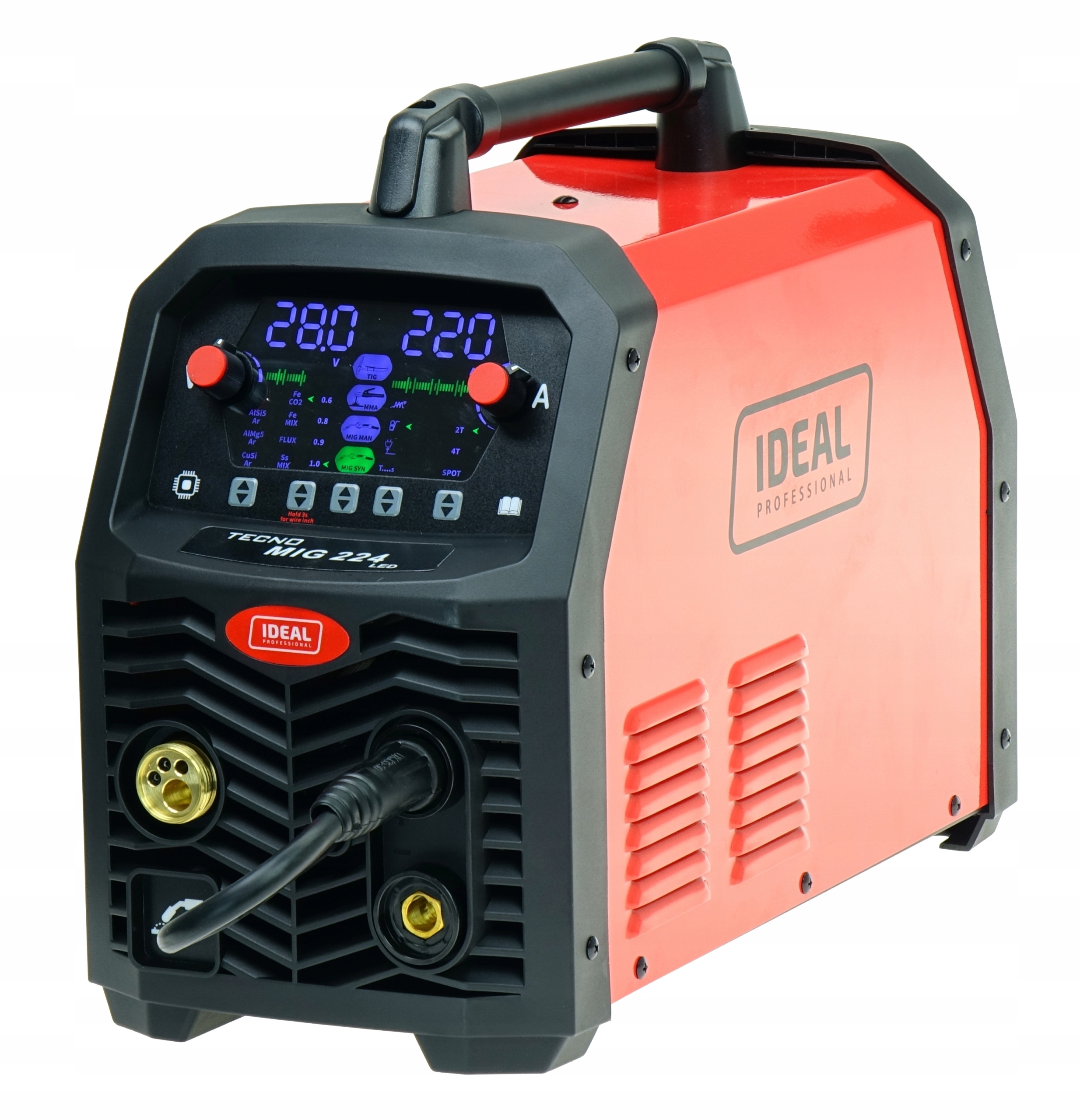 Spawarka MIGOMAT TECNO MIG 224 SYNERGIC LED 4x4 MMA FLUX TIG LIFT 230V 220A - obrazek 4