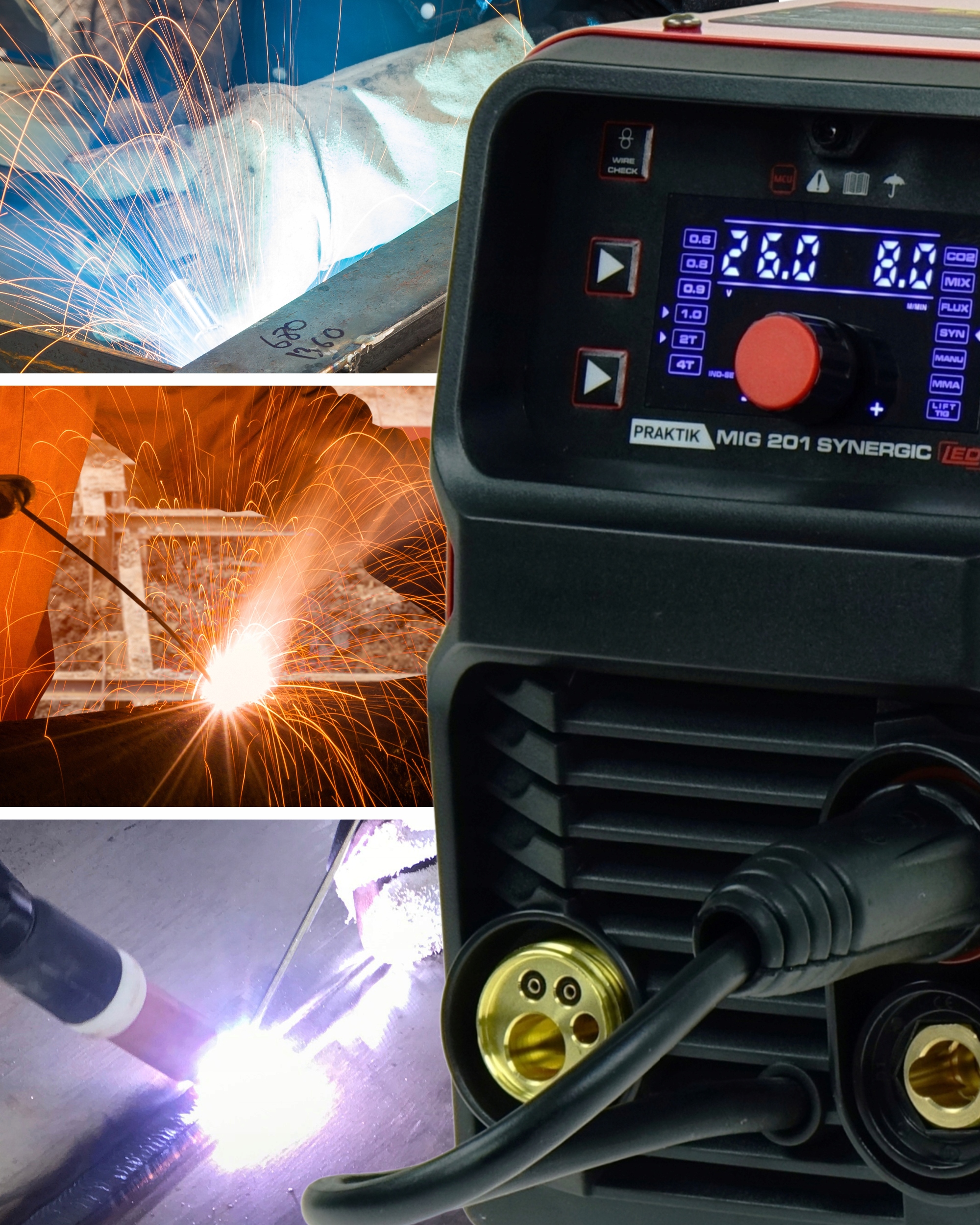 Spawarka MIGOMAT 3w1 Ideal Praktik MIG 201 Synergia LED 200A MIG MMA TIG - obrazek 7