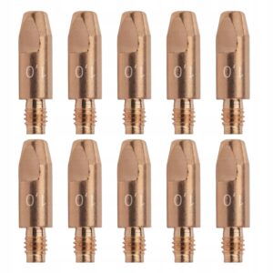Miedziane końcówki prądowe E-Cu M6x28 mm o średnicy drutu 1,0 mm model NW25-20-010 do uchwytu spawalniczego MIG MAG typu MB25 zestaw 10 sztuk.