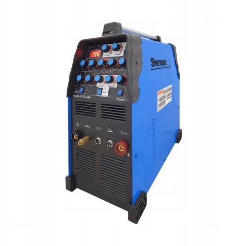 Profesjonalna spawarka inwertorowa TIG 210 AC/DC pulse SHERMAN do spawania aluminium, stali i miedzi.