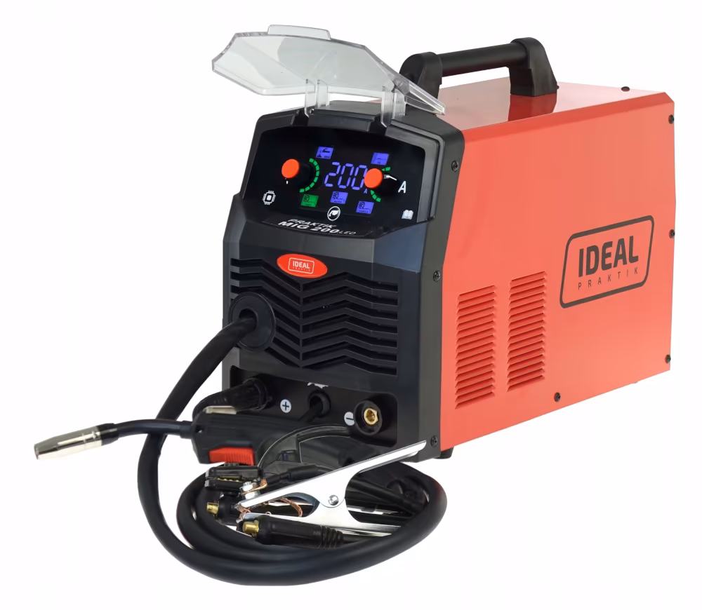 Spawarka inwertorowa PRAKTIK MIG 200 SYNERGIC LED do wydajnego spawania metodami MIG/MAG, TIG LIFT i MMA.