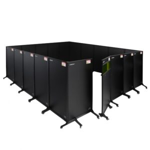 Zabudowa stanowiska laserowego 5560x5500 SPARTUS PROTECT z drzwiami i podglądem do lasera Fiber