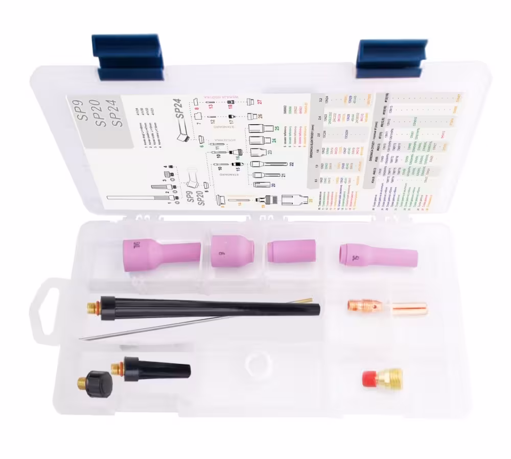 Zestaw części eksploatacyjnych TIG BOX STANDARD do elektrody 1.6mm przeznaczony do uchwytów spawalniczych 9 i 20