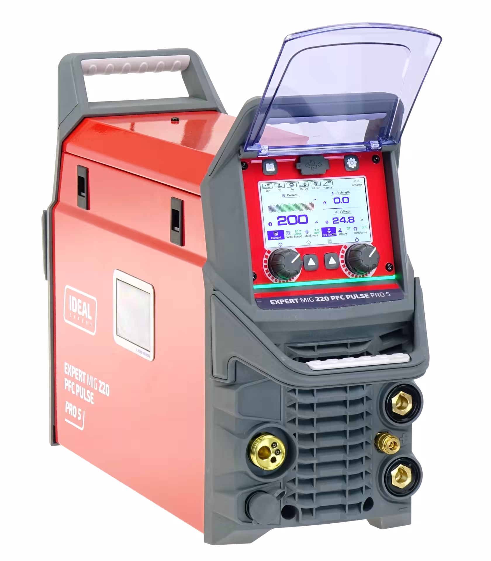 Spawarka inwertorowa EXPERT MIG 220 PFC PULSE Pro5 LCD z dotykowym wyświetlaczem 5 cali, funkcją podwójnego pulsu i uchwytem MIG 24