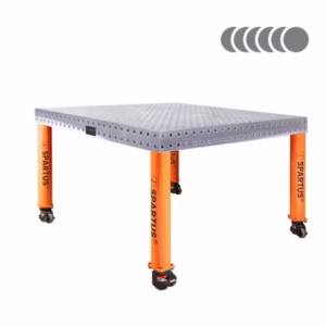 Kwadratowy stół spawalniczy SPARTUS HERMES 3D 1200x1200 na kołach jezdnych.